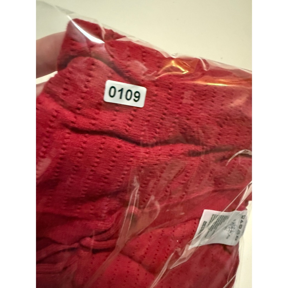 Serra Red 100% Cotton Tie Front Pointelle Knit Cardigan Sweater Womens Medium - Picture 6 of 6